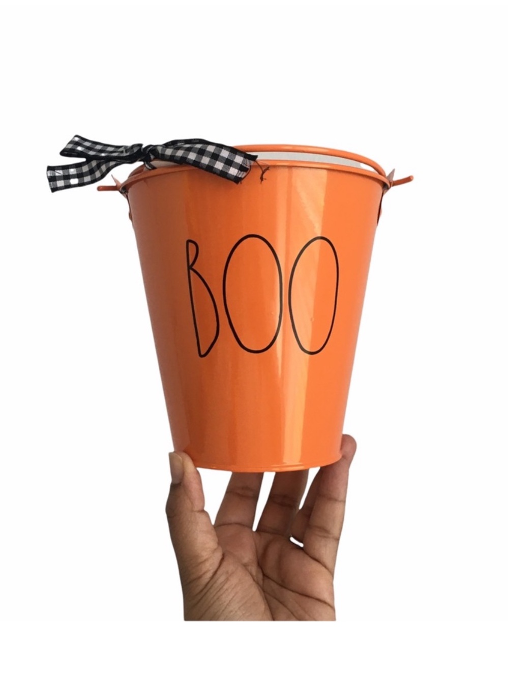 Rae Dunn Orange 'BOO' Small Halloween Pail Tin Treat Bucket